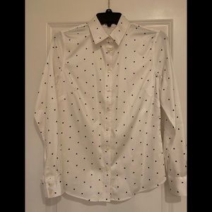 NWOT Banana Republic tailored white button down with black hearts